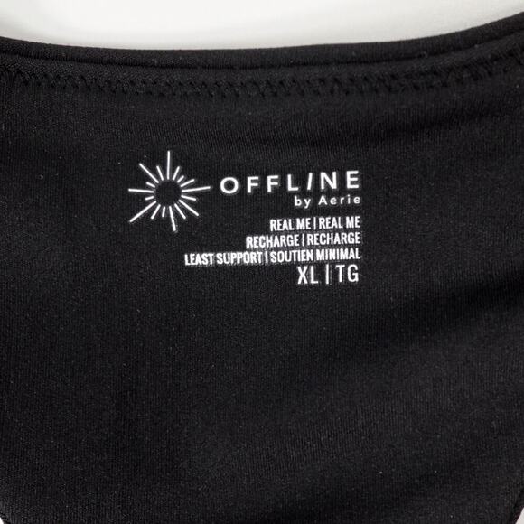 AERIE Offline Real Me Sports Bra Womens XL Black Longline Racerback Athleisure - Picture 2 of 15